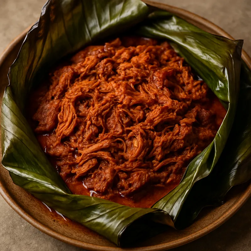 Cochinita Pibil (Langsam gegarte marinierte Schweineschulter im Bananenblatt)