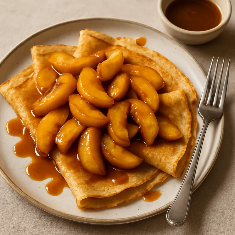 Crêpes mit karamellisierten Äpfeln