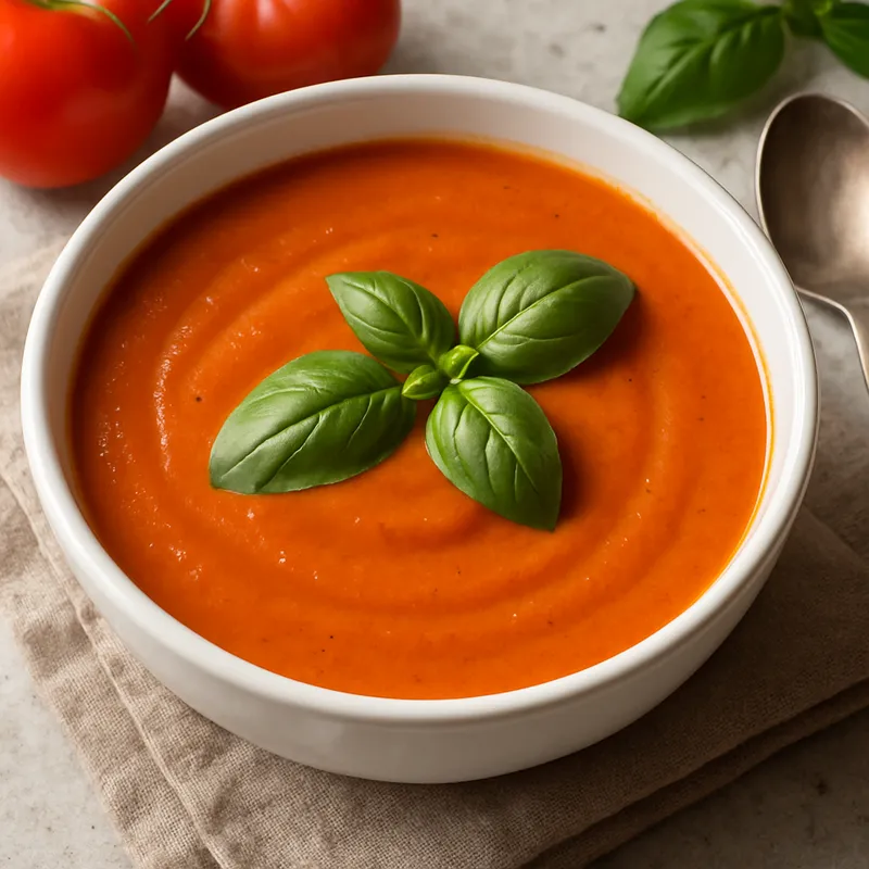Cremige Tomatensuppe mit Basilikum