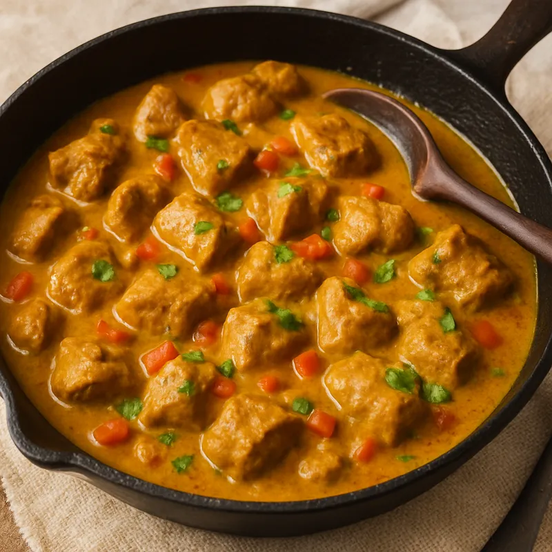 Curry-Schweinefleisch-Pfanne