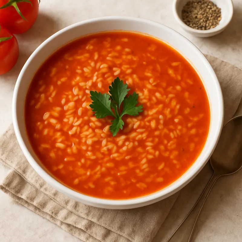 Domatorizo Soupa (Tomaten-Reis-Suppe)
