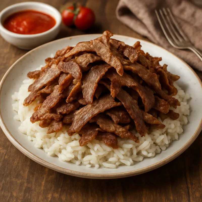 Doner Meat Pilaf (Pilav üstu Doner)