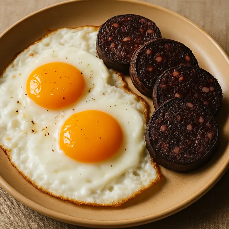 Eier mit Blutwurst