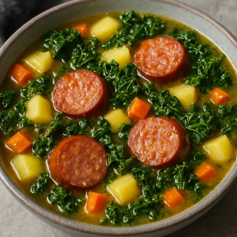 Eintopf mit Räucherwurst und Grünkohl