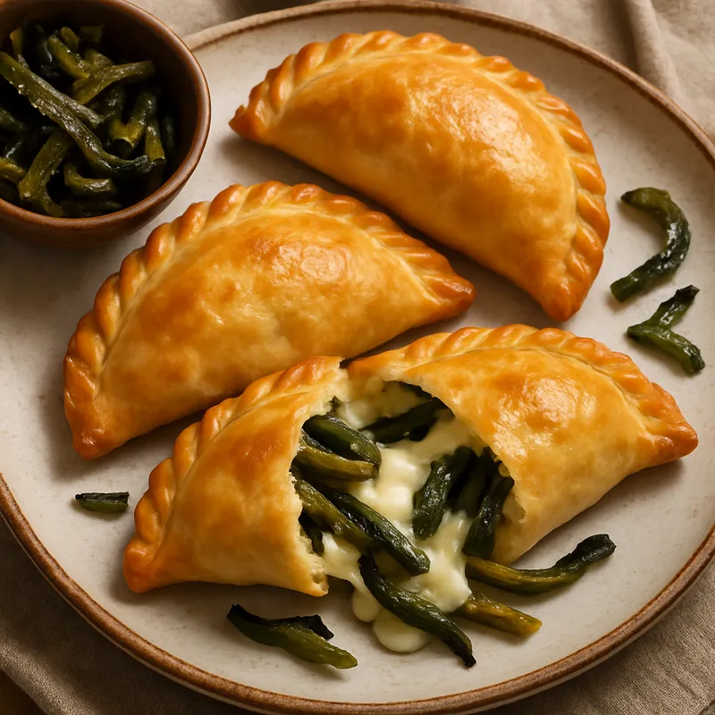 Empanadas mit gerösteten Poblano-Paprika-Streifen und Käse