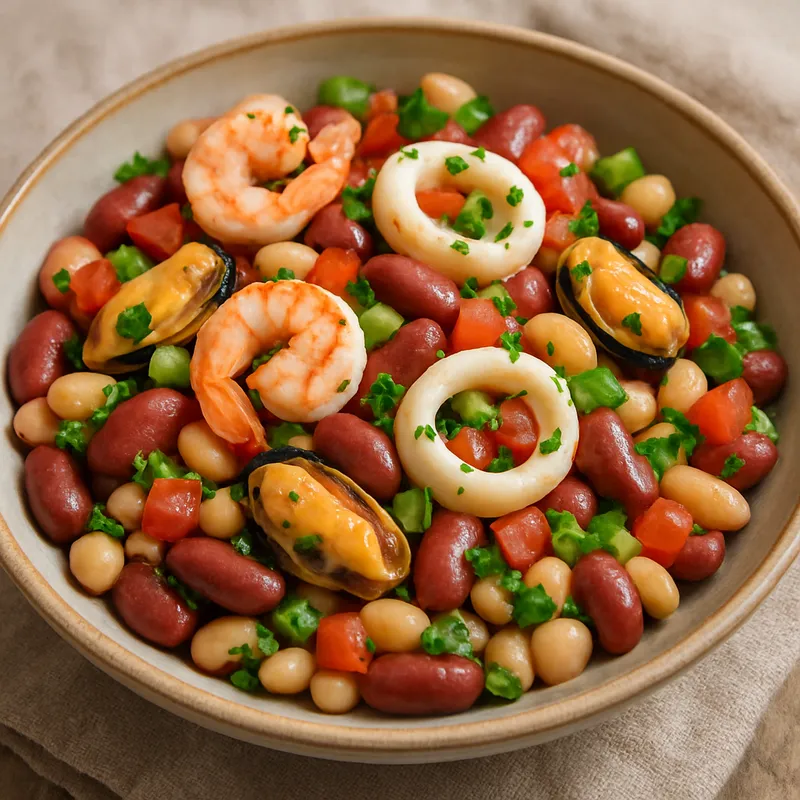 Empedrado de Mariscos (Meeresfrüchte- und Bohnensalat)