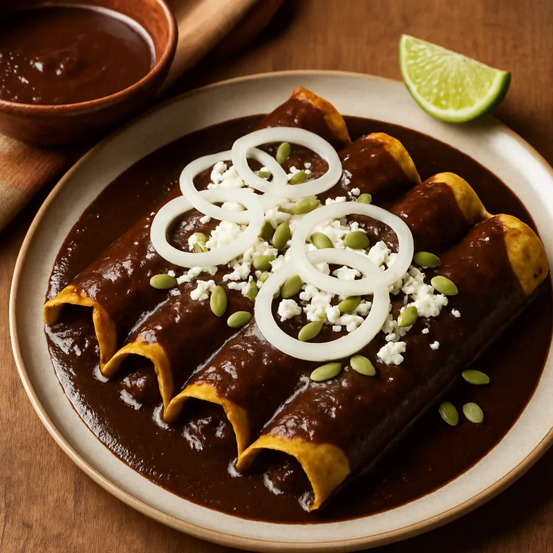Enchiladas de Mole Poblano (Enchiladas mit Mole-Poblano-Sauce)