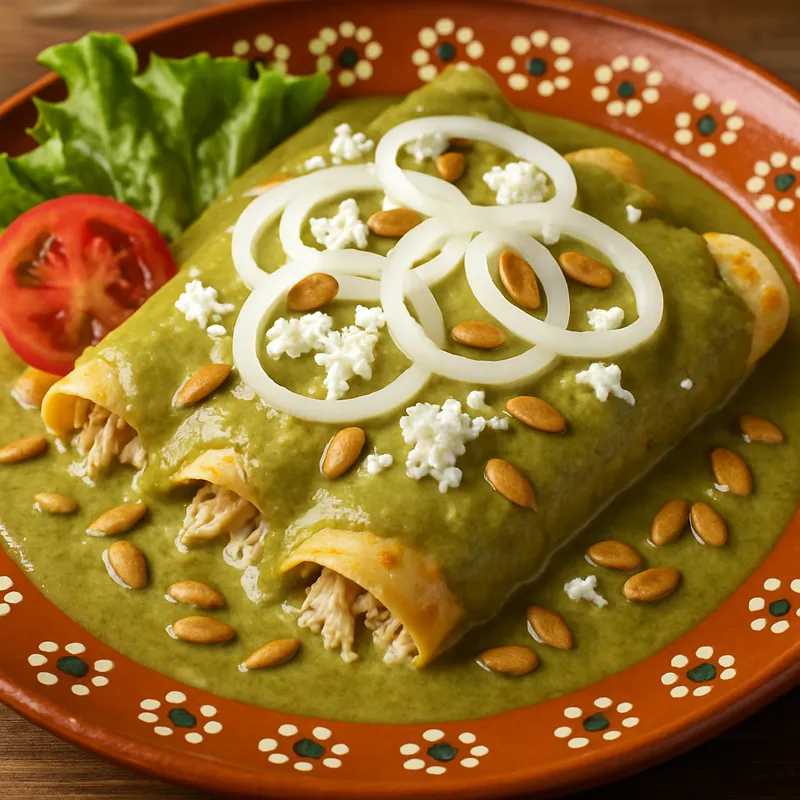 Enchiladas de Pipián (Kürbiskern-Enchiladas)