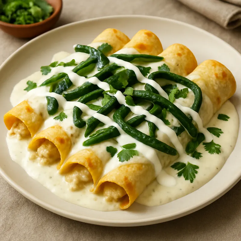 Enchiladas mit Poblano-Streifen und Sahne