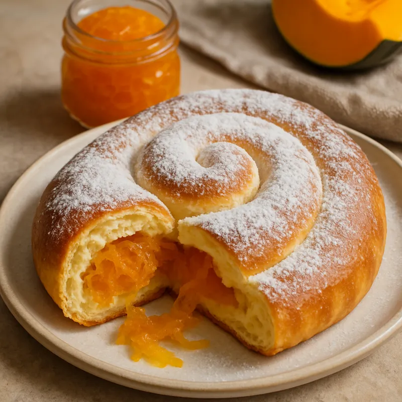Ensaimada mit Kürbis-Engelshaar-Konfitüre