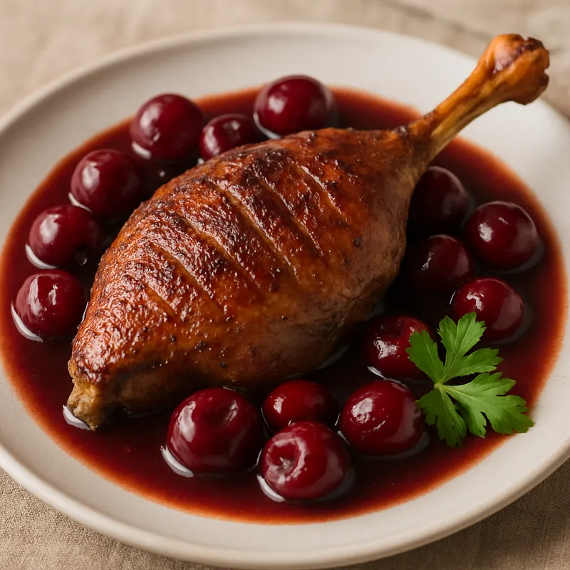 Ente mit Kirschen