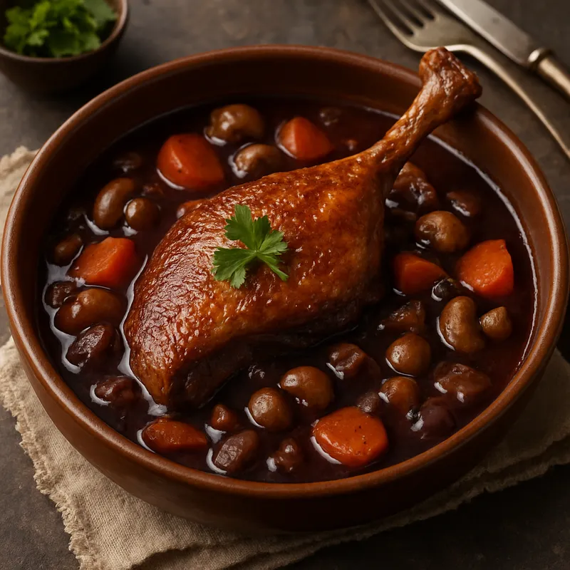 Enten-Civet (Entenragout in Rotwein)