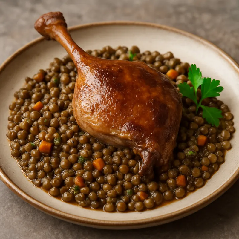 Entenkeule Confit mit Linsen