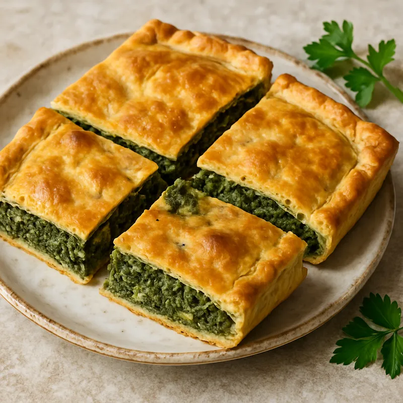 Erbazzone (Italienische herzhafte Spinat- und Kräuterpastete)