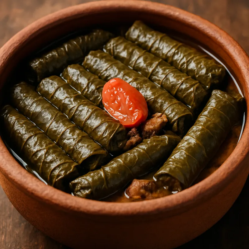 Etli Yaprak Sarma Güveç (Gefüllte Weinblätter aus dem Schmortopf)