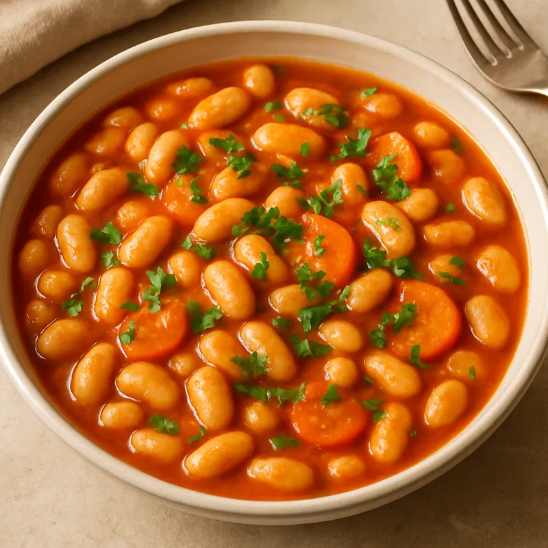 Fasulye Pilaki (Weiße Bohnen in Tomaten-Olivenöl-Sauce)