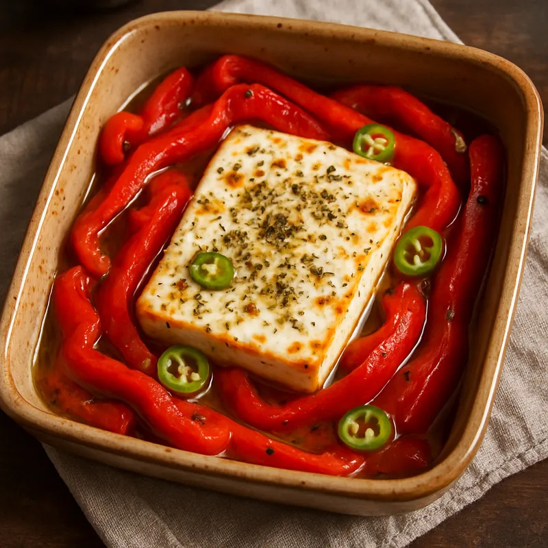 Feta Psiti (Gebackener Feta mit Paprika)