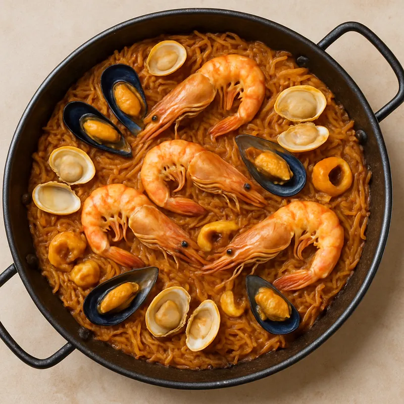 Fideuà aus Gandía (Meeresfrüchte-Nudel-Paella)