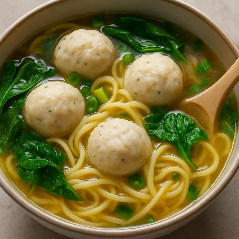 Fischbällchen-Nudelsuppe