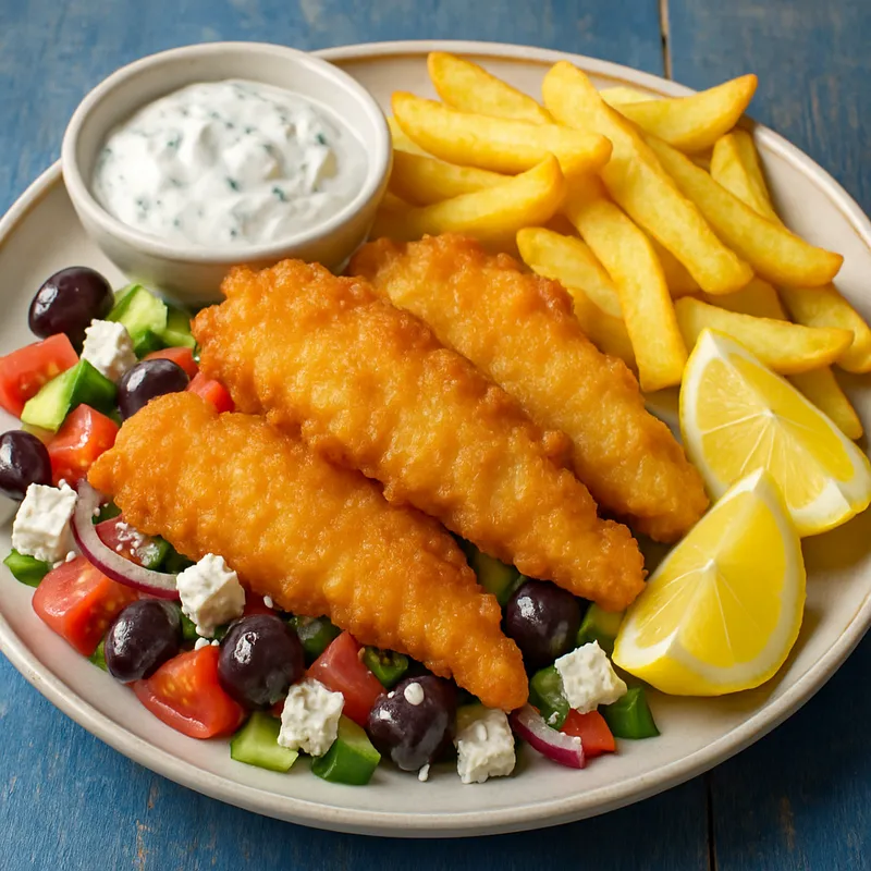 Fish and Chips auf Griechische Art