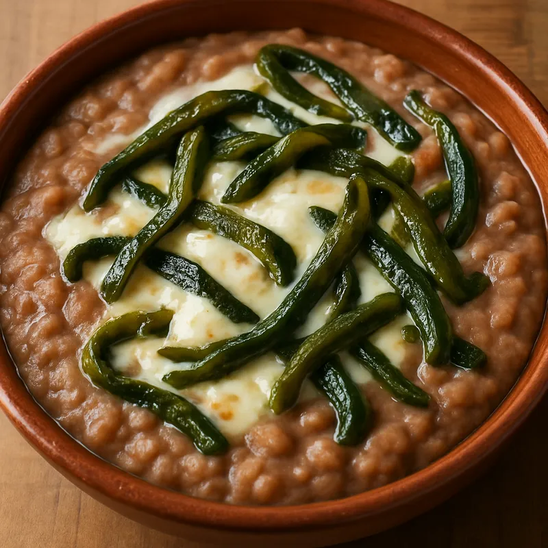 Frijoles Con Queso Y Rajas (Bohnen mit Käse und Poblano-Streifen)