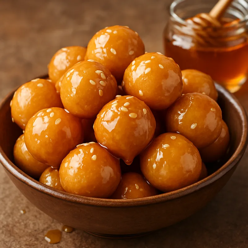 Frittierte Teigbällchen mit Honig