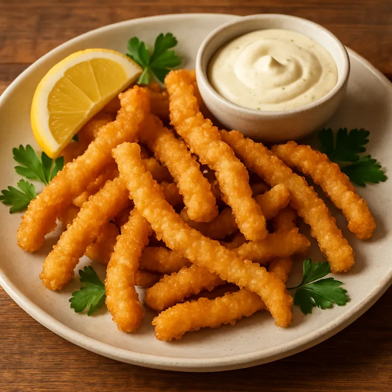Frittierte Tintenfischstreifen