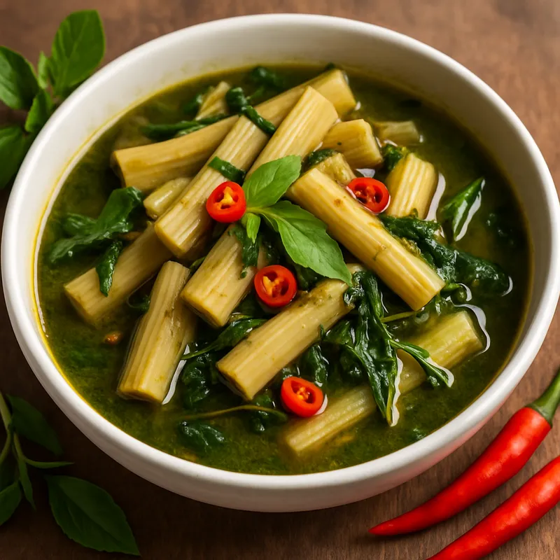 Gaeng Bon (Nordthailändisches Taro-Stängel-Curry mit Kräutern)
