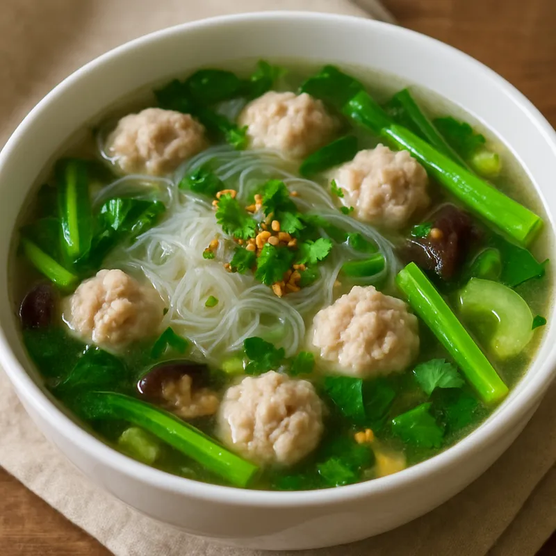 Gaeng Jued Wun Sen (Thailändische Glasnudelsuppe)
