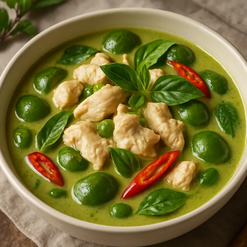 Gaeng Keow Wan Gai (Klassisches Thai-Grüncurry mit Hähnchen)