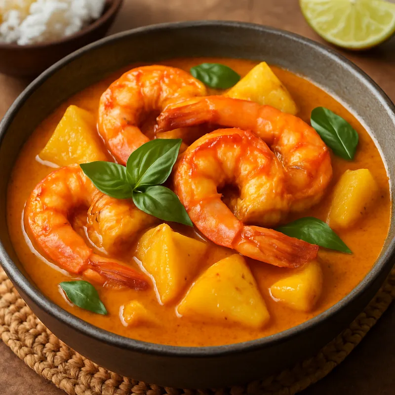 Gaeng Kua Sapparot (Ananascurry mit Garnelen)