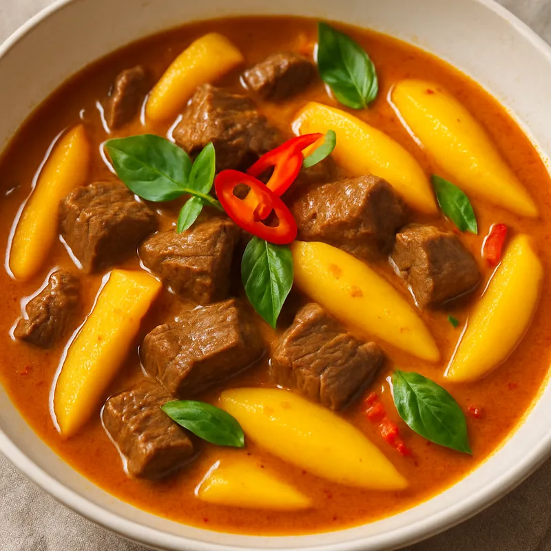 Gaeng Neua Sai Mamuang (Rindfleisch-Mango-Curry)