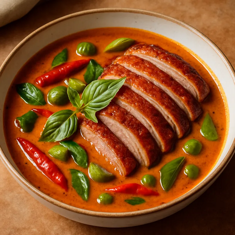 Gaeng Phet Ped Yang (Klassisches rotes Curry mit Entenbraten)