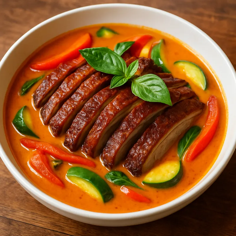 Gaeng Phet Pet Yang (Rotes Curry mit gerösteter Ente)