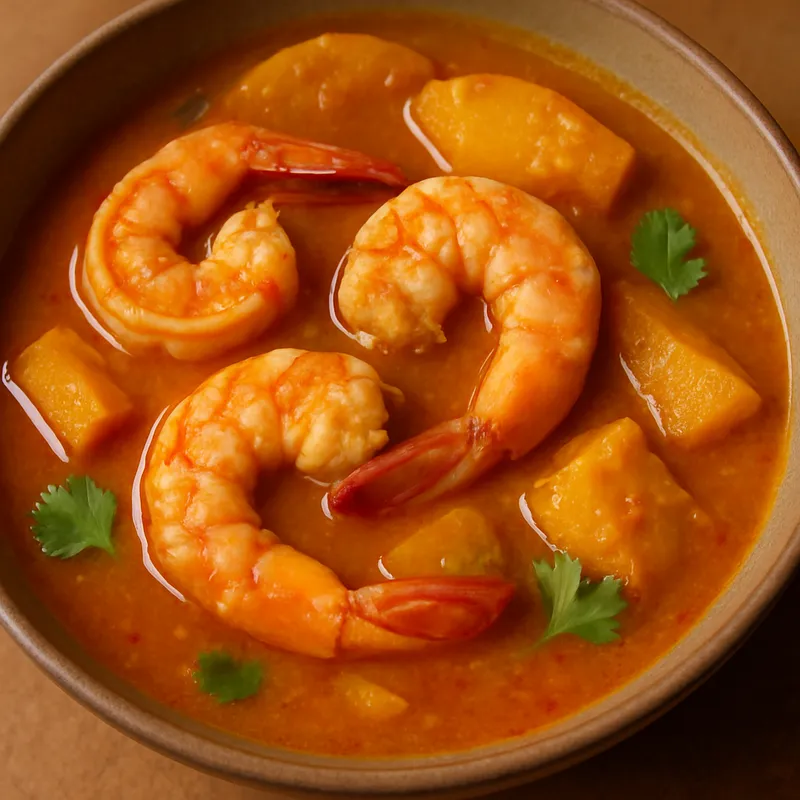 Gaeng Som – Saures Orangencurry mit Garnelen