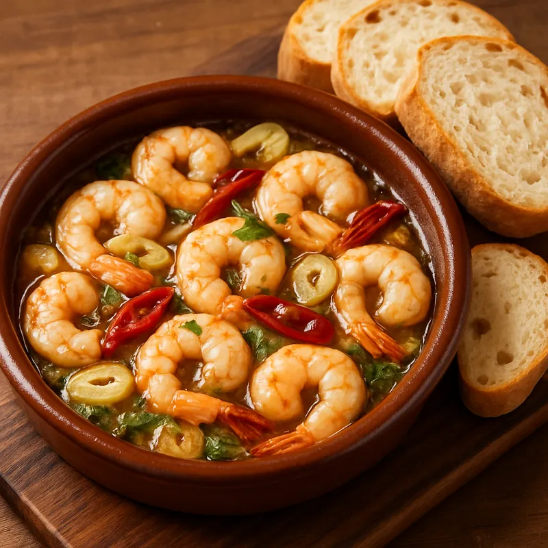 Gambas Al Pil Pil (Garnelen mit Chili und Knoblauch)