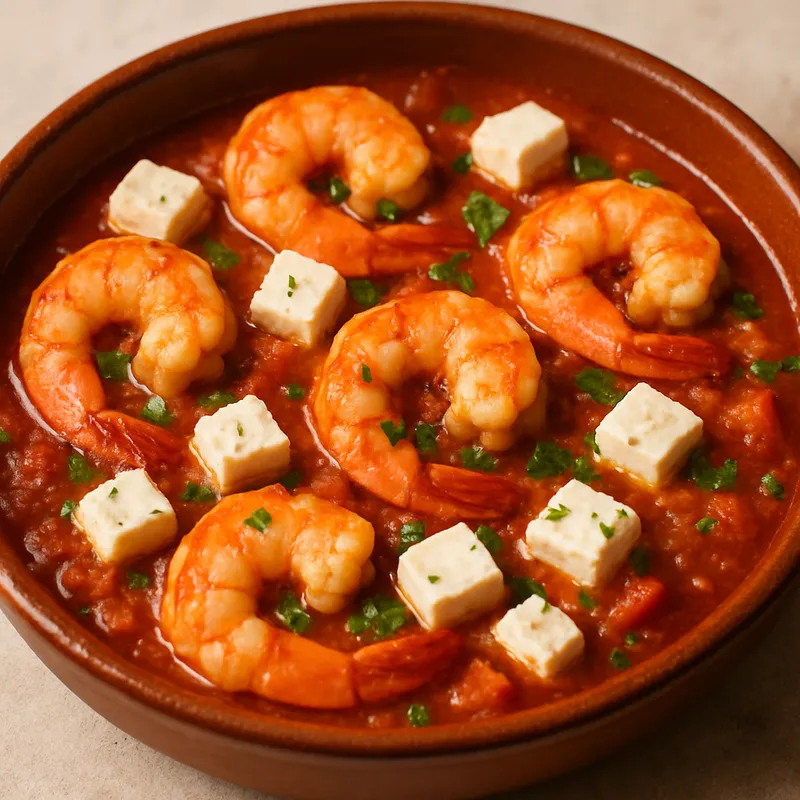 Garides Saganaki (Garnelen mit Feta)