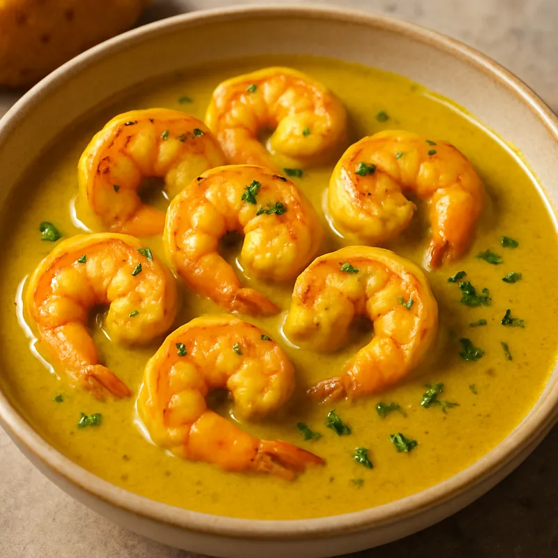 Garnelen in französischer Curry-Sauce