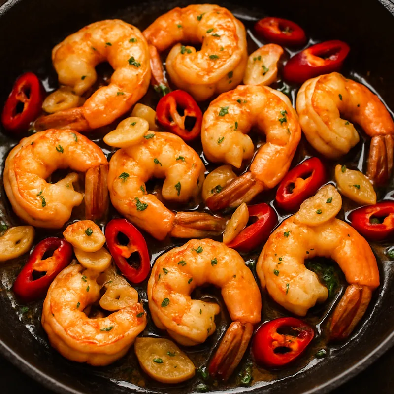 Garnelen mit Knoblauch und Chili