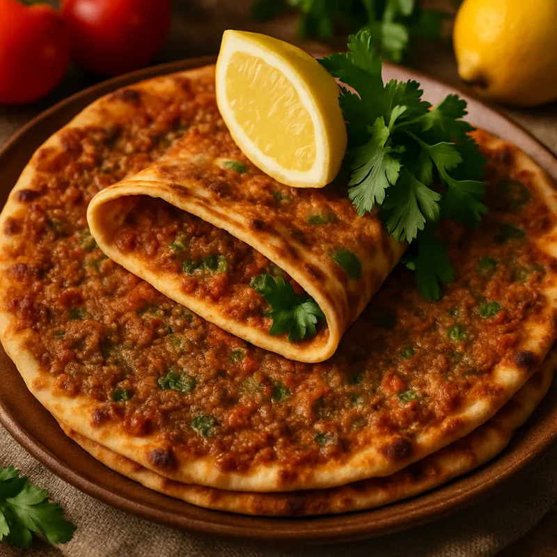 Gaziantep Lahmacun (Türkisches Fladenbrot mit Fleischbelag)