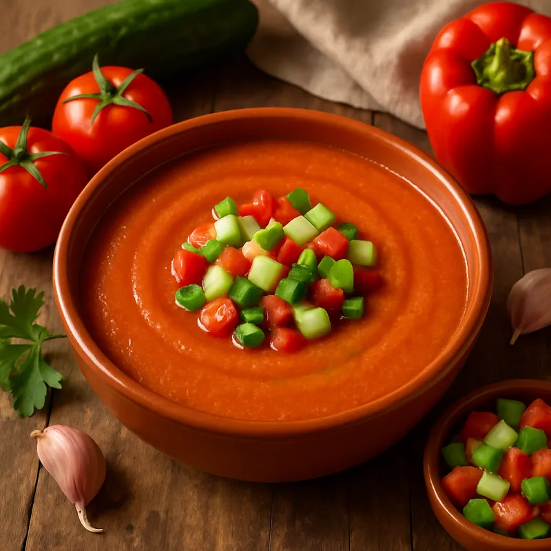 Gazpacho Andaluz (Traditionelle andalusische kalte Tomatensuppe)