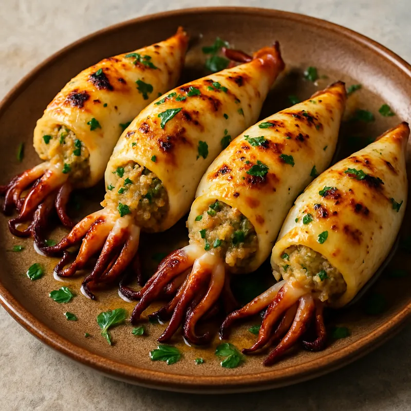 Gebackene gefüllte Calamari