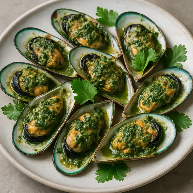 Gebackene Muscheln mit Kräutersauce (Hoi Malaeng Phu Op)