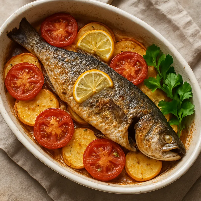 Gebackener Blaufisch (Lüfer Fırında)