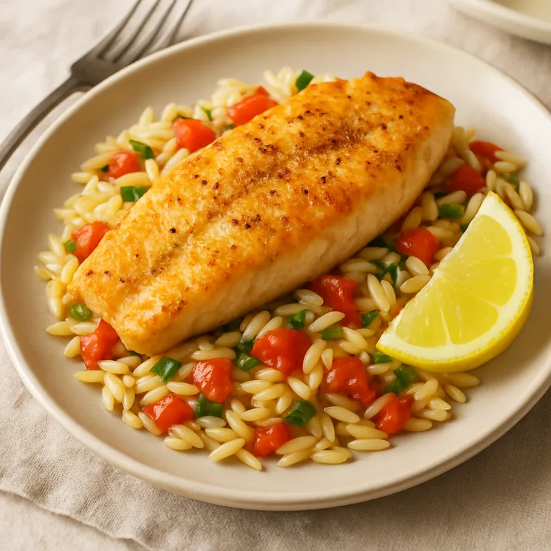 Gebackener Fisch mit Orzo