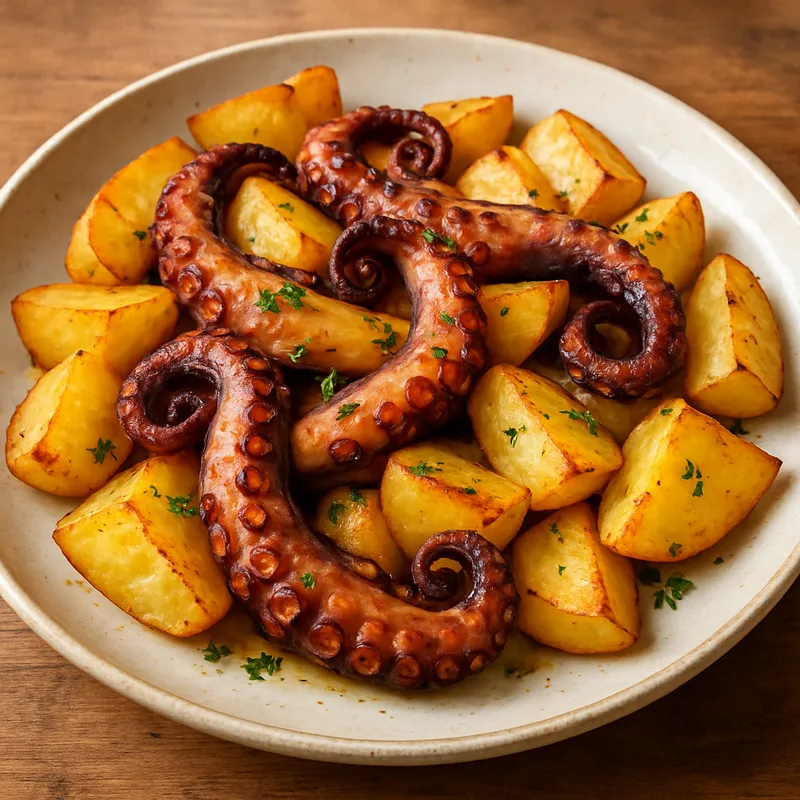 Gebackener Tintenfisch mit Kartoffeln