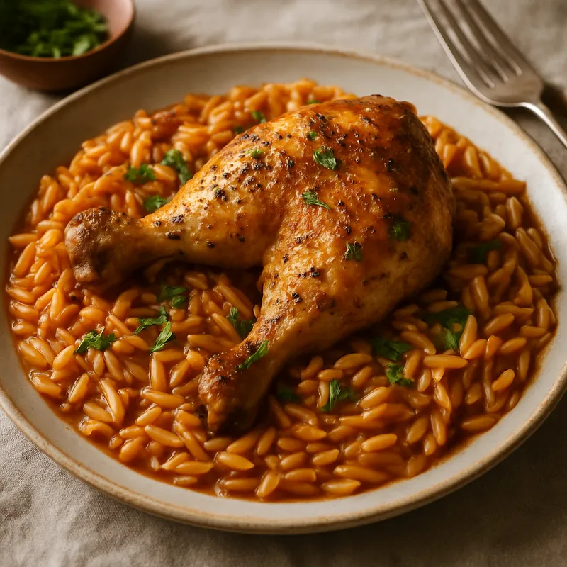 Gebackenes Hähnchen mit Hilopites
