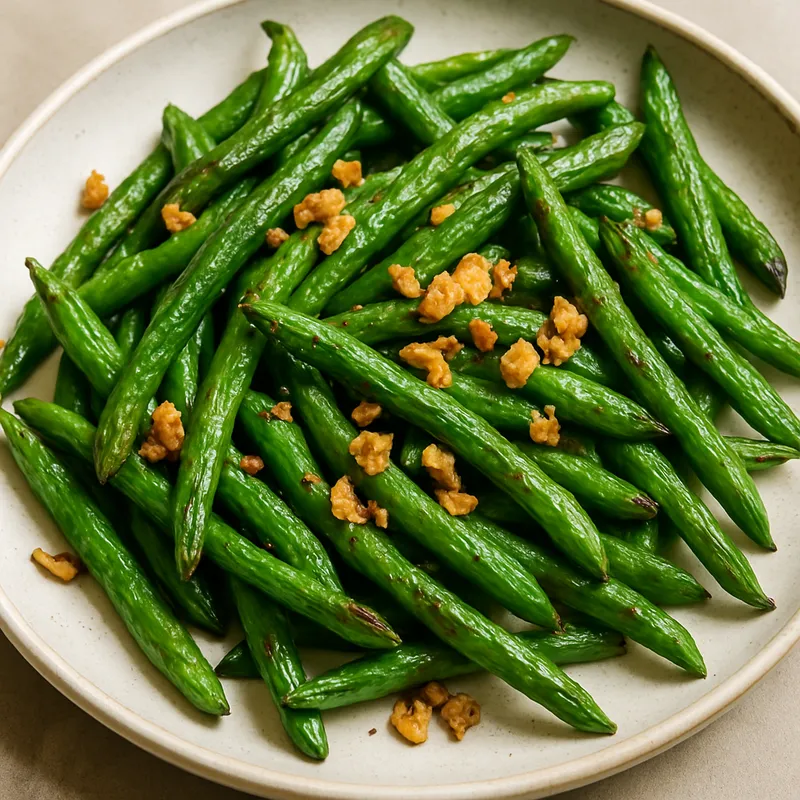 Gebratene grüne Bohnen mit Knoblauch