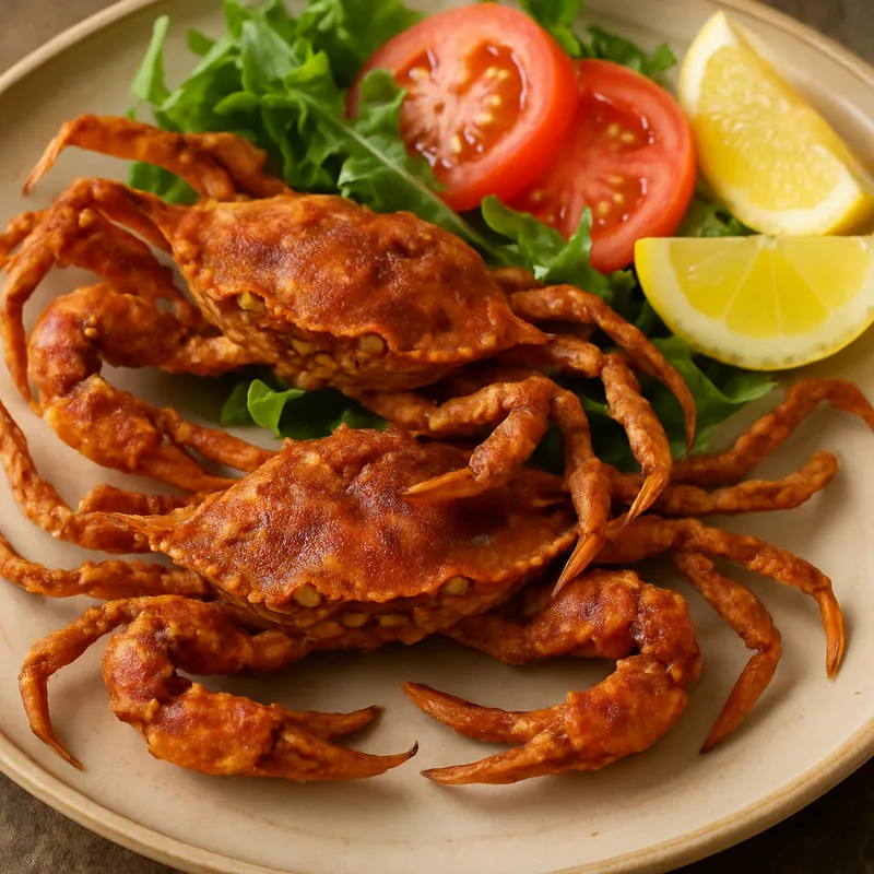 Gebratene Softshell-Krabben