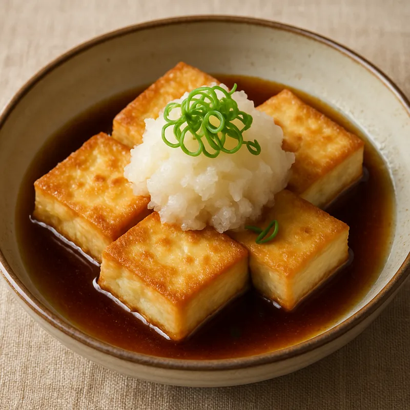 Gebratener Tofu mit geriebenem Daikon